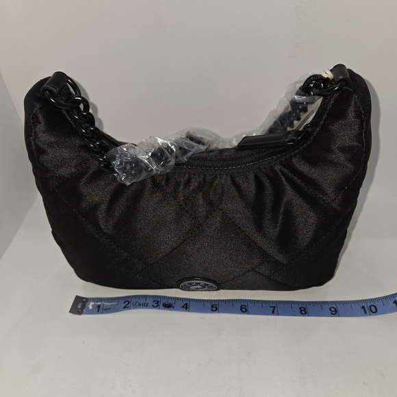 Kurt Geiger London Black Quilted Nylon Convertible Hobo Shoulder Bag. - Picture 11 of 14